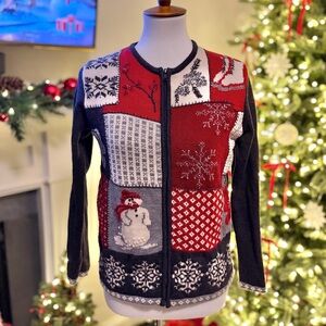 Vintage Christmas Wool Sweater Jacket